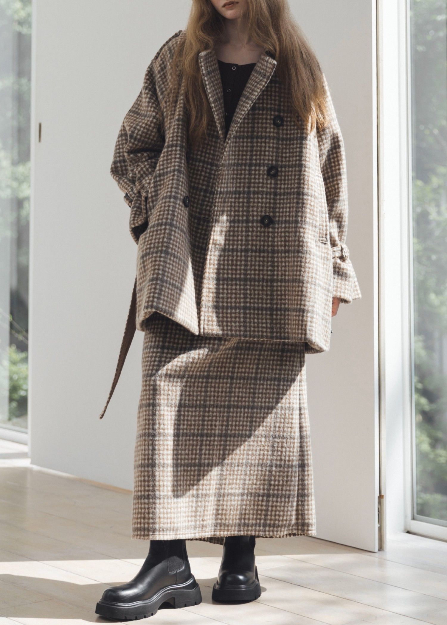 waist frill shaggy pencil SK / ウエストフリル シャギーペンシルスカート (キャメル) / 25AW /