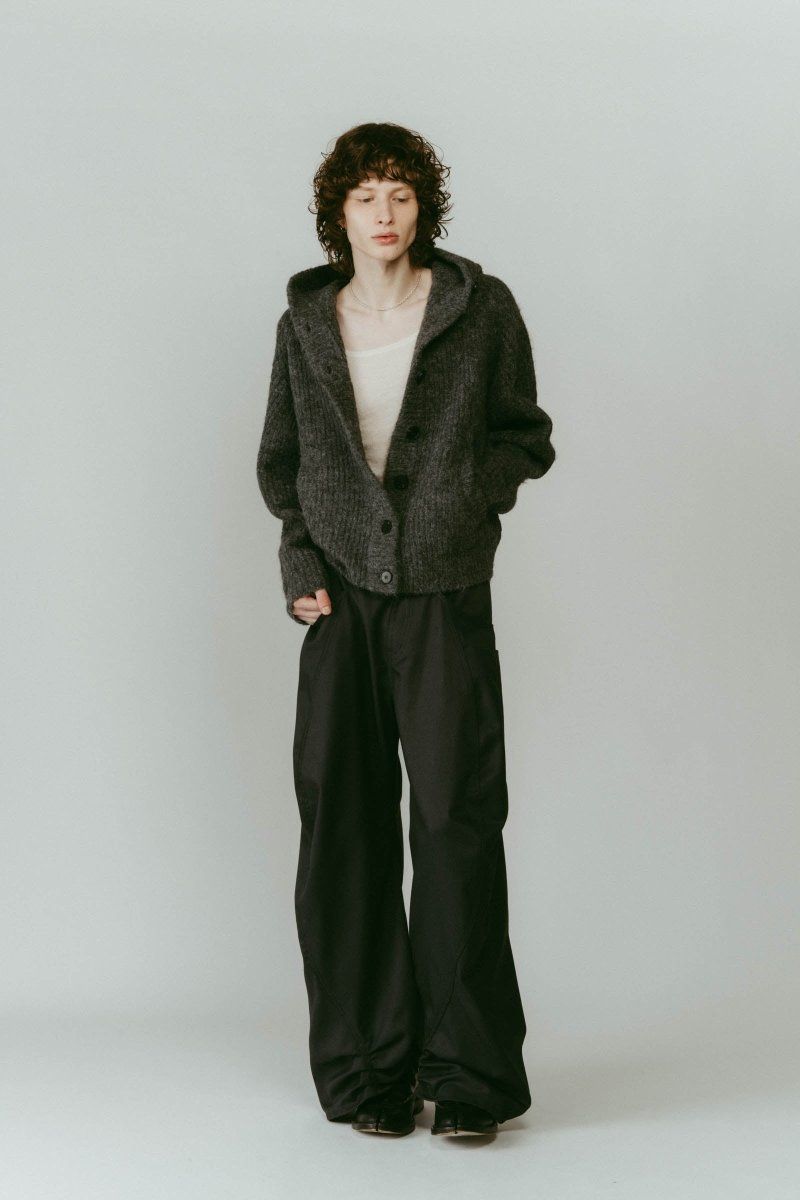 hooded cardigan knit / フーデッド カーディガンニット (グレー) / 25AW