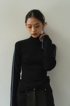 2way piping high neck knit / パイピングハイネックニット (ブラック)  Knuth Marf