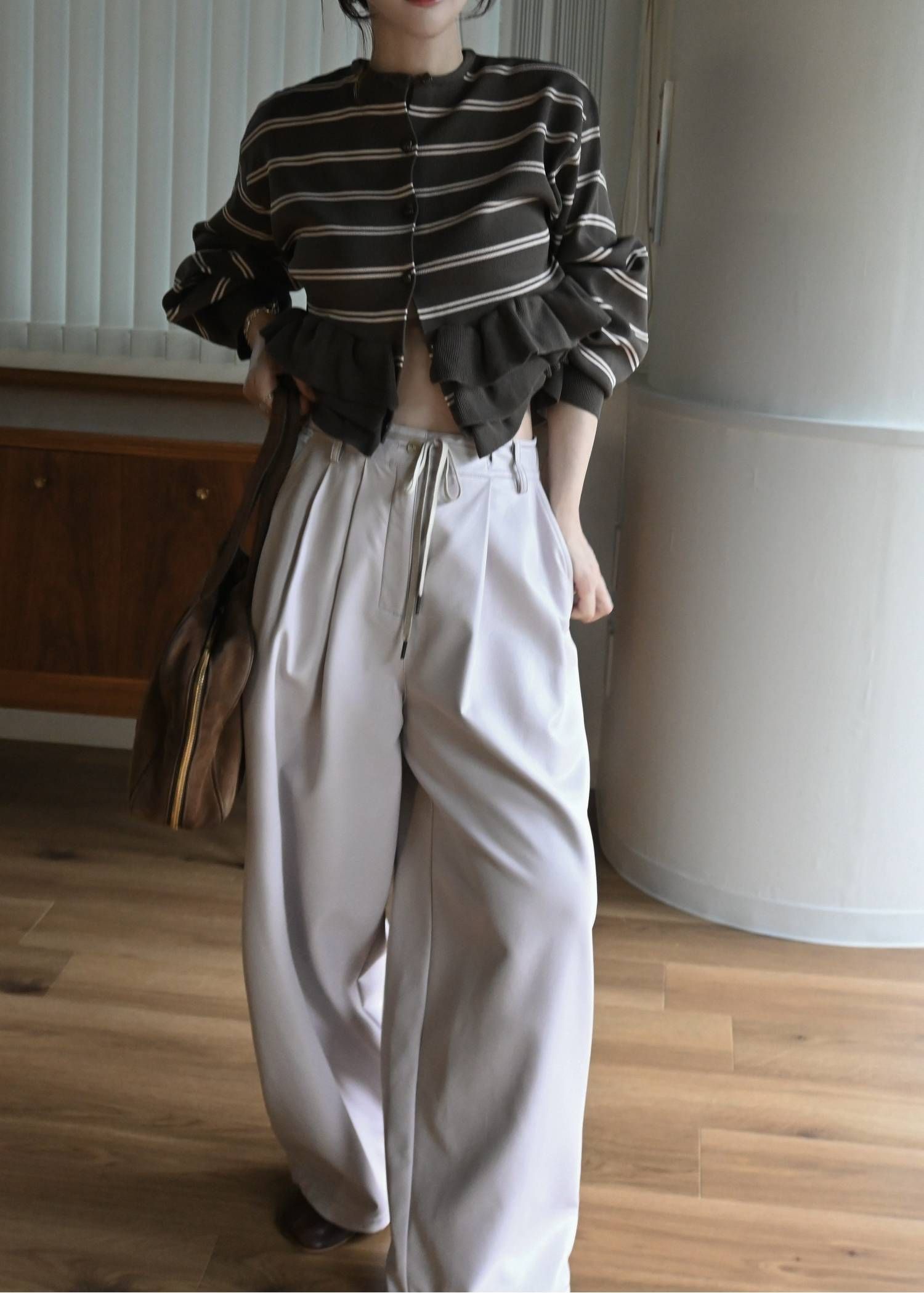 シンセティックレザーパンツ (ライラック) soft synthetic leather relaxed tuck PT (Lilac) /  26AW