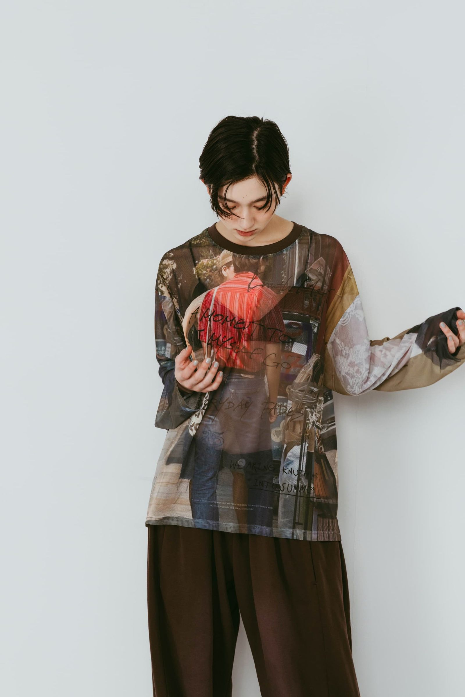 シアープリント ロングスリーブTシャツ (オジ) oji sheer long-sleeve tee(unisex) (Oji) /  26SS