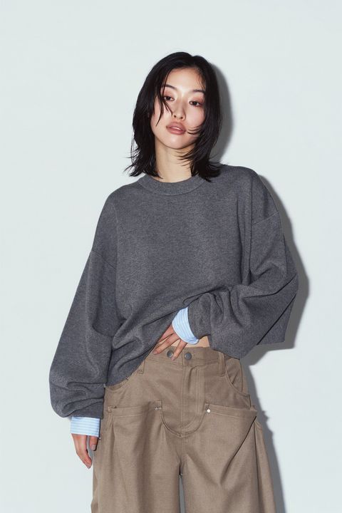 【UNISEXサイズ】2ウェイ ノームコア ニット (グレー) 2way cuffs normcore knit(unisex) (Gray) / 26AW
