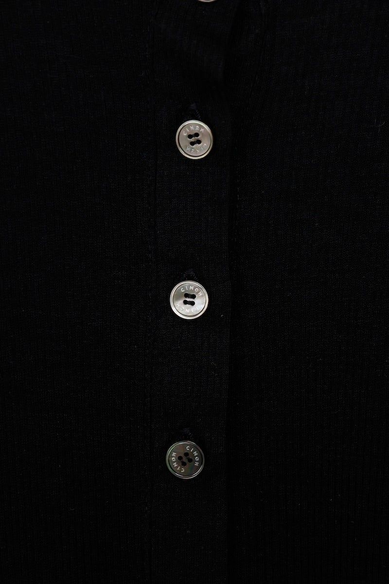 ヘンリートップス (ブラック) TENCEL CASHMERE HENLEY TOP (Black) / 26SS