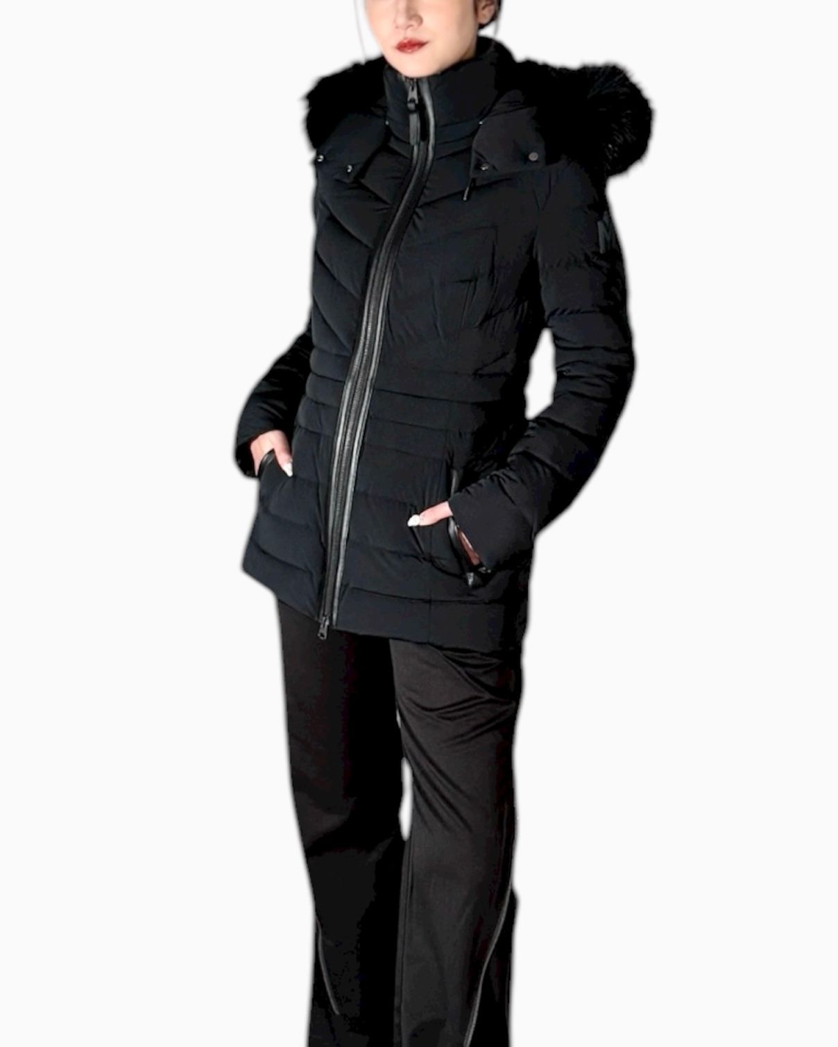 【25AW】PATSY-BX / ファー付きストレッチダウンジャケット (ブラック) / レディース
