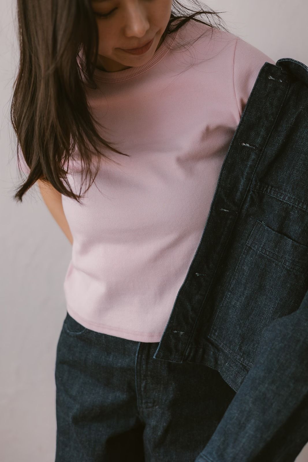 ベーシックスリムハーフスリーブTシャツ (ベビーピンク) Basic T-shirt (Baby pink) /  26SS