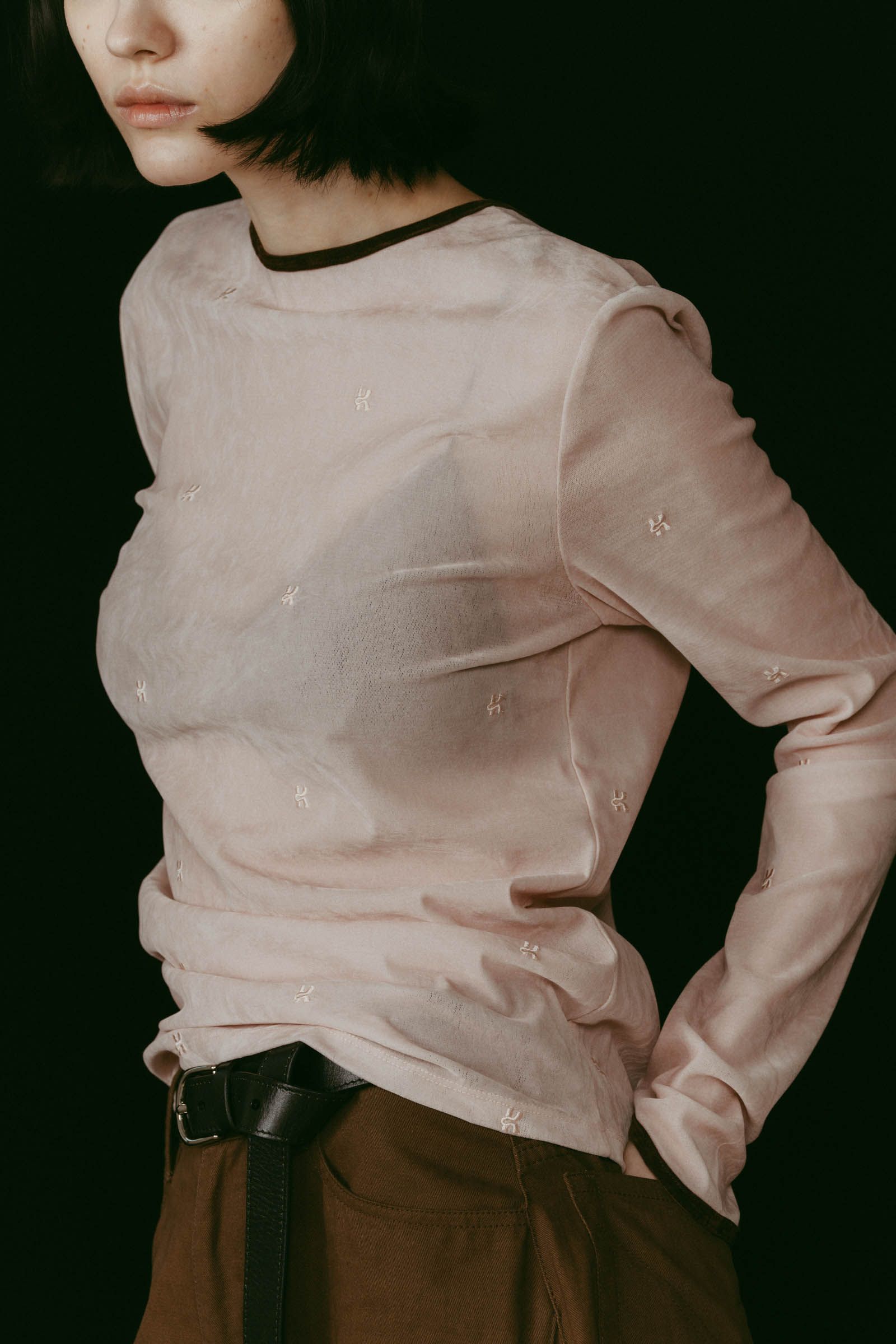 2way sheer velours tops / 2ウェイ シアートップス (ピンク) / 25AW