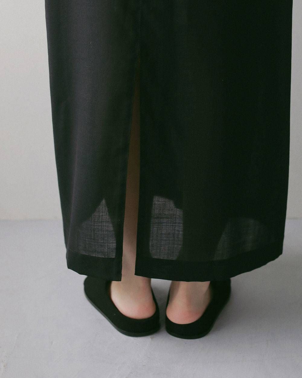 ウールシャンブレー ノースリーブワンピース (ブラック) Woolchambray Sleeveless Onepiece (Black) / 27SS
