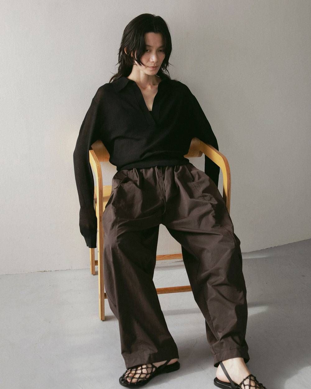 シアースキッパーニット (ブラック) Sheer Skipper Knit (Black) / 27SS
