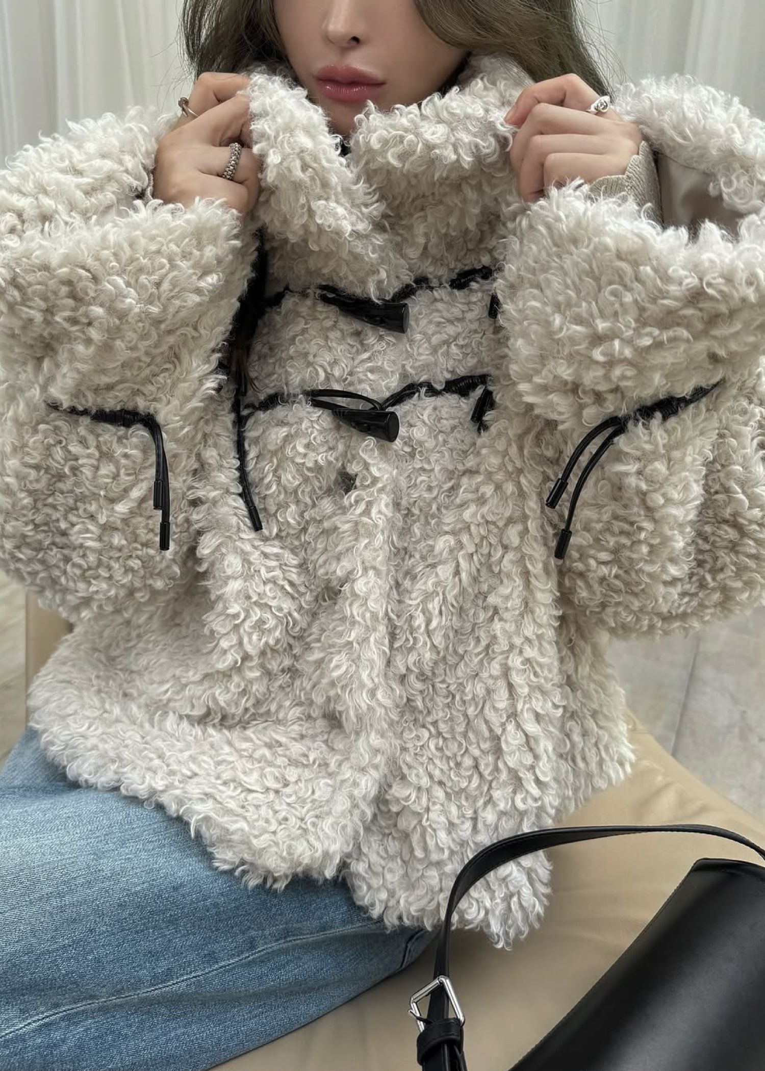 poodle fur cord toggle short JK / プードルファー トグルショートジャケットコート (シェル) / 25AW