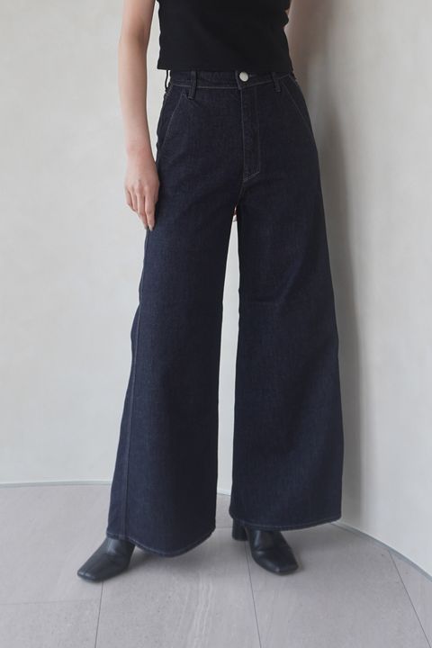 【YANUK × CASA FLINE】FLARE DENIM / 別注フレアデニム (インディゴ) 美脚 / オーガニックコットン / 体型カバー