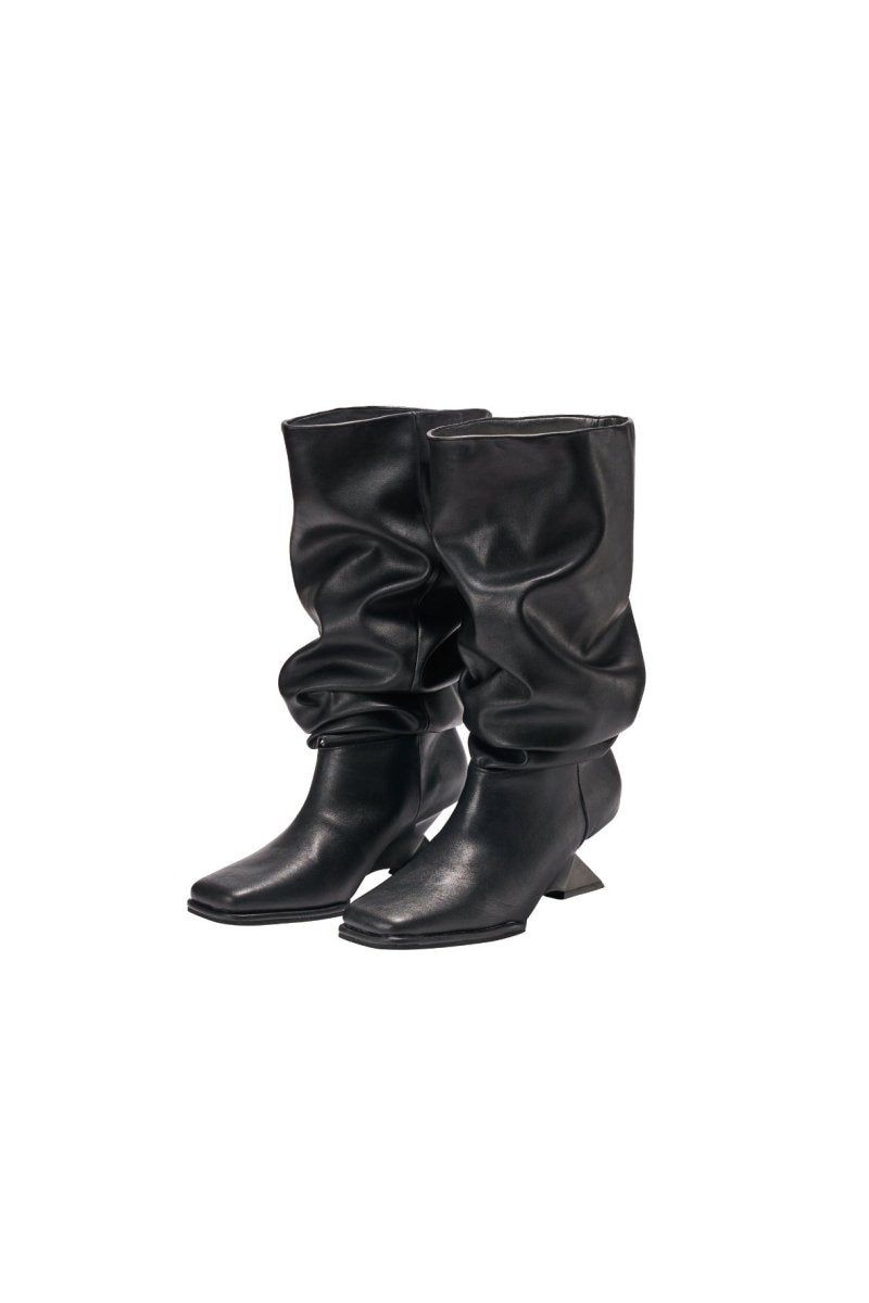 drape long boots (Black) / ドレープロングブーツ (ブラック) / 26SS