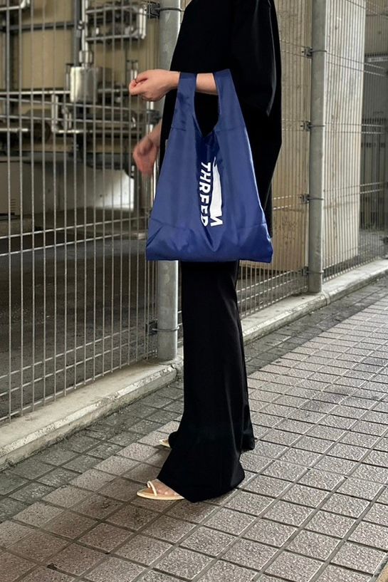RECYCLE ECO-BAG M / リサイクルエコバッグ ミディアム (ネイビー) / 折りたたみゴム付き / マチ有り / コンビニサイズ