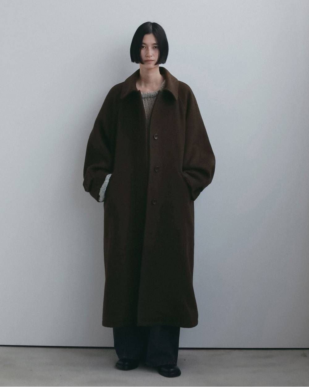 ステンカラーオーバーコート (ブラウン) Soutiencollar Over Coat (Brown) / 26AW 【6月29日まで期間限定予約】