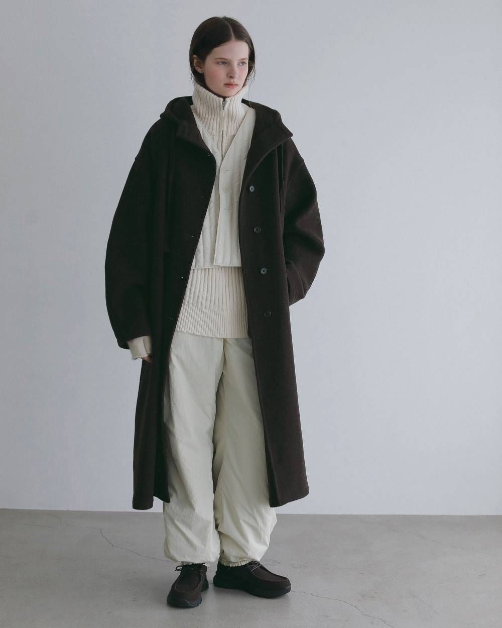 ウールフーディコート (ブラウン) Wool Hoodie Coat (Brown) / 26AW 【6月29日まで期間限定予約】