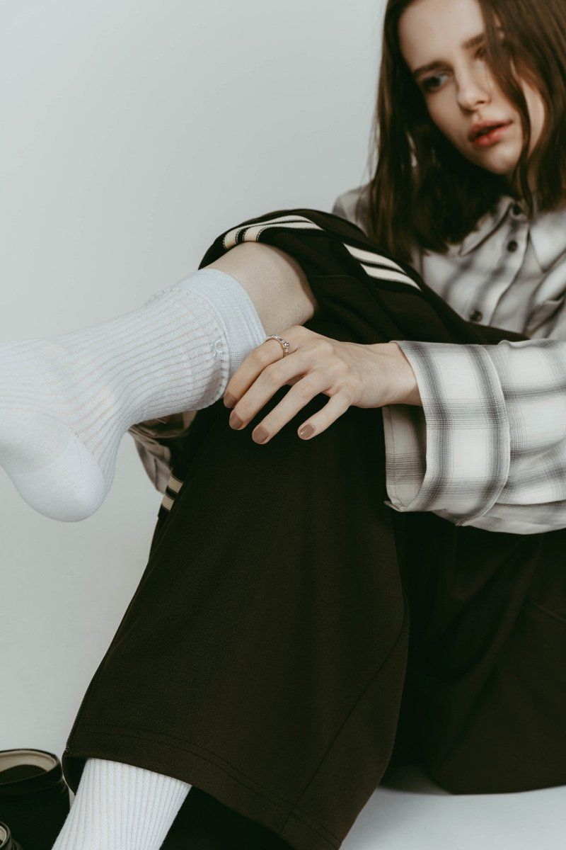 embroidered long socks (White) / ロゴ刺繍 ロングソックス (ホワイト) / 26SS