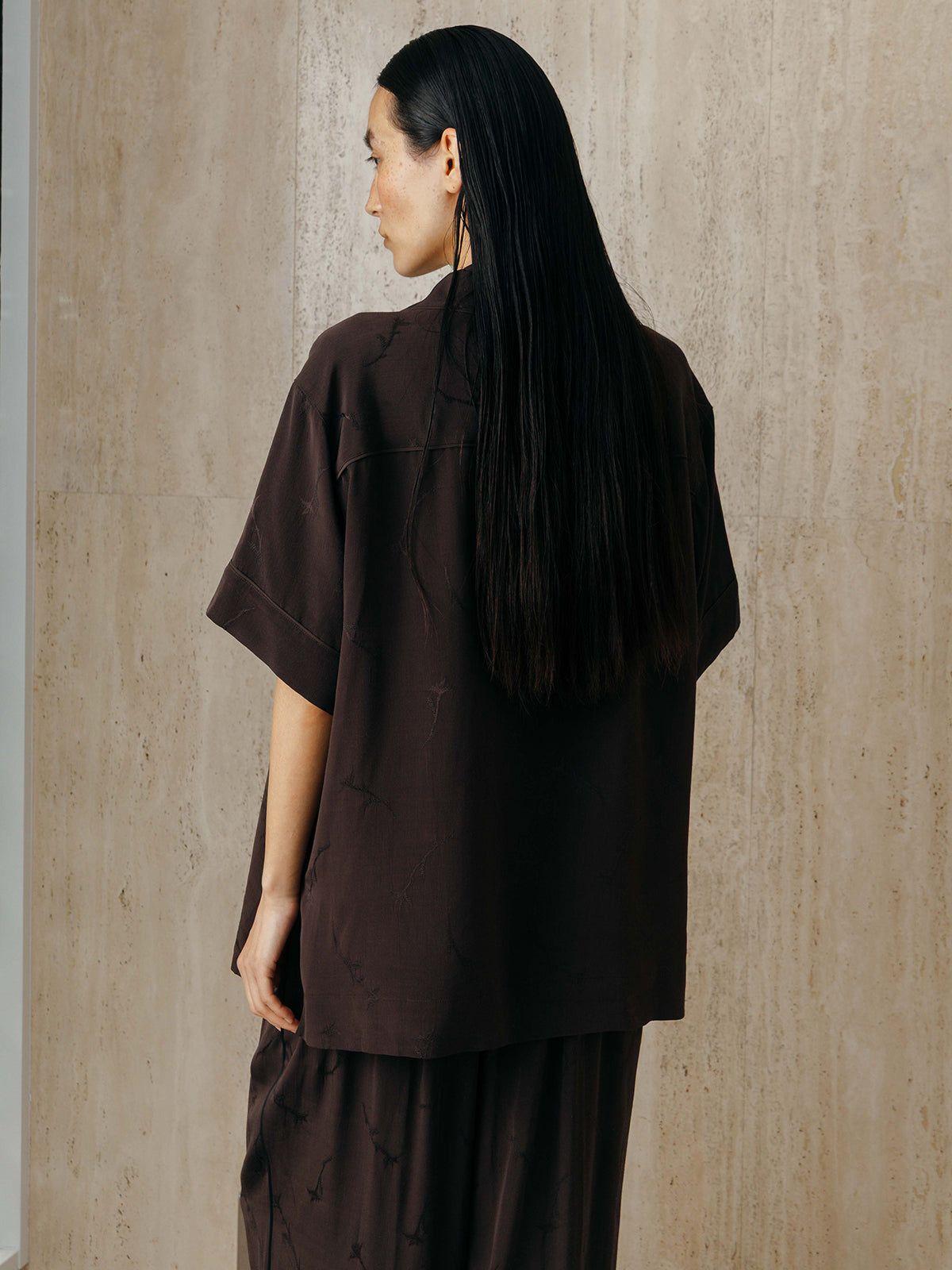 サテンジャガードシャツ (ブラック) SATIN JQ SHIRTS (Black) /  26SS