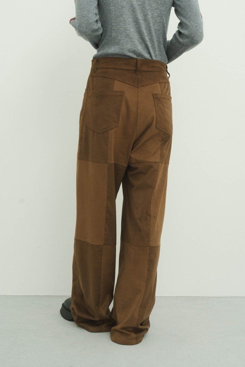 block check suede pants / ブロックチェックスエードパンツ (ブラウン)