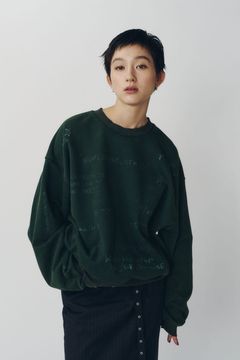 メッセージ スウェット (グリーン) message sweatshirt(unisex) (Green) / 26AW