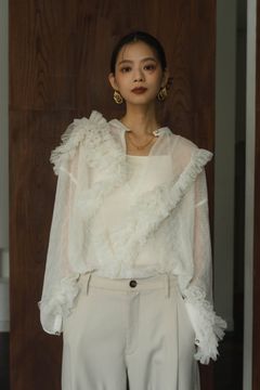 tulle design blouse / チュールデザインブラウス (ホワイト)