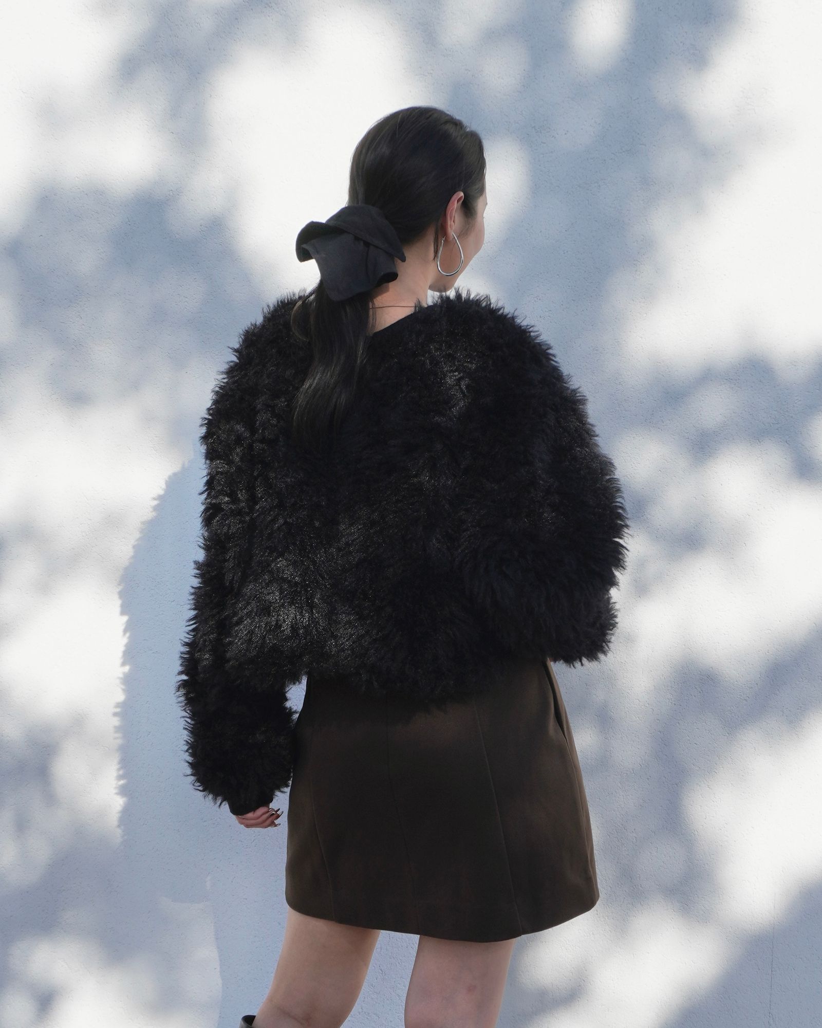 【25AW】2Way Fur×Knit Tops (ブラック) / 2ウェイファー×ニットトップス / エコファー / フェイクファー