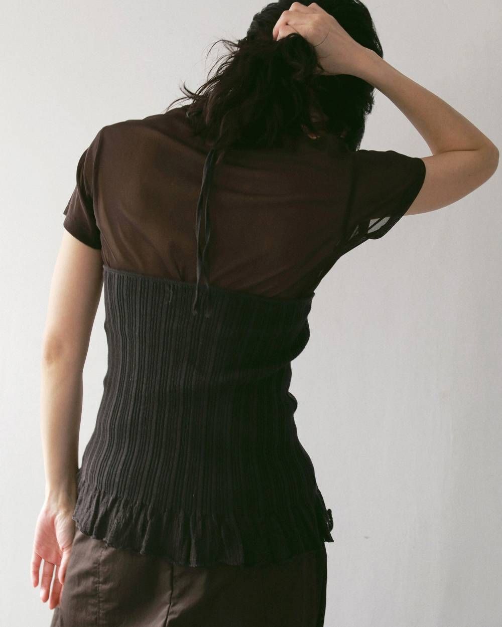 シアーチュールTシャツ (ブラウン) Sheer Tulle T-shirts (Brown) / 27SS