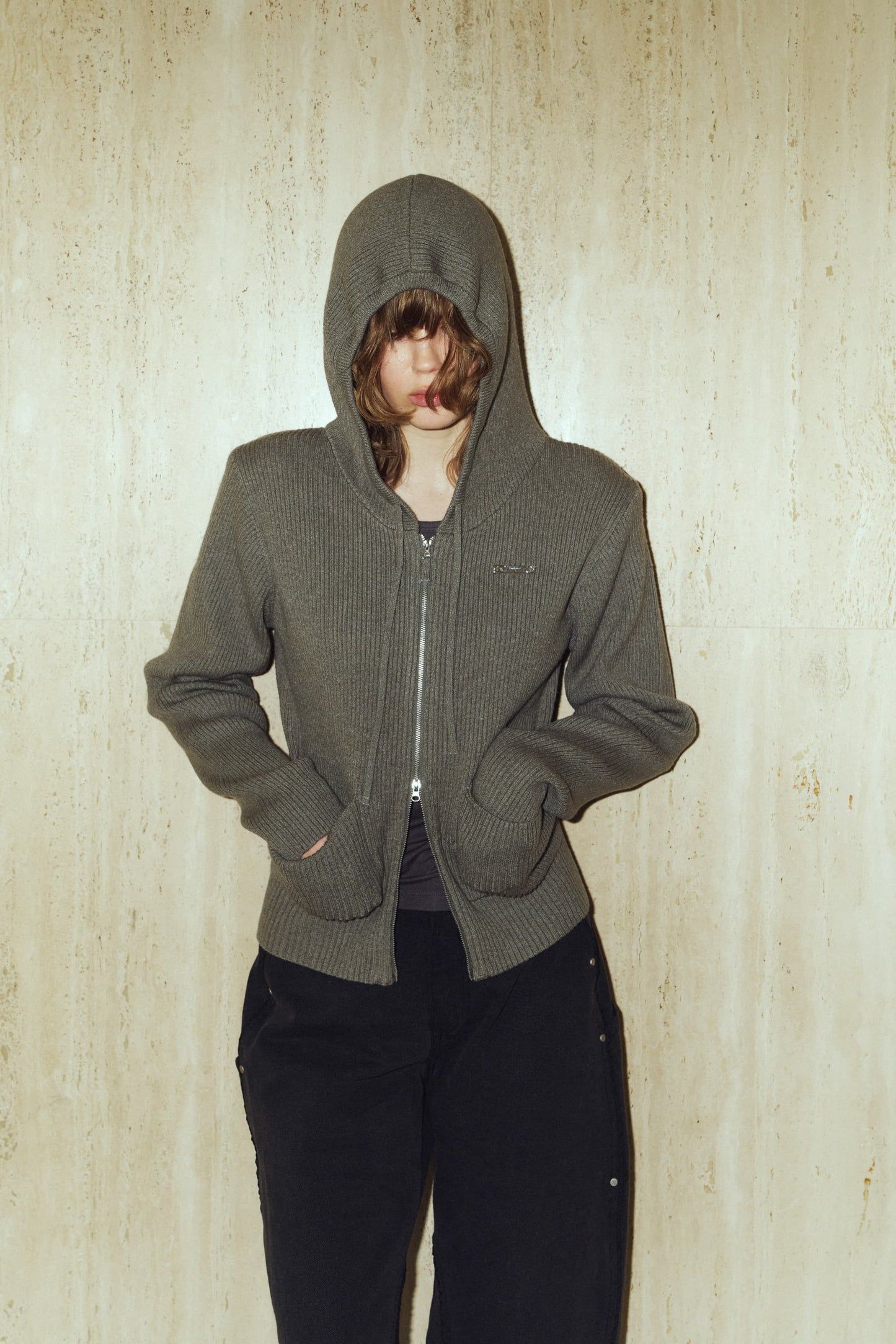 ニットパーカー (グレー) hooded knit parka (Gray) / 26AW