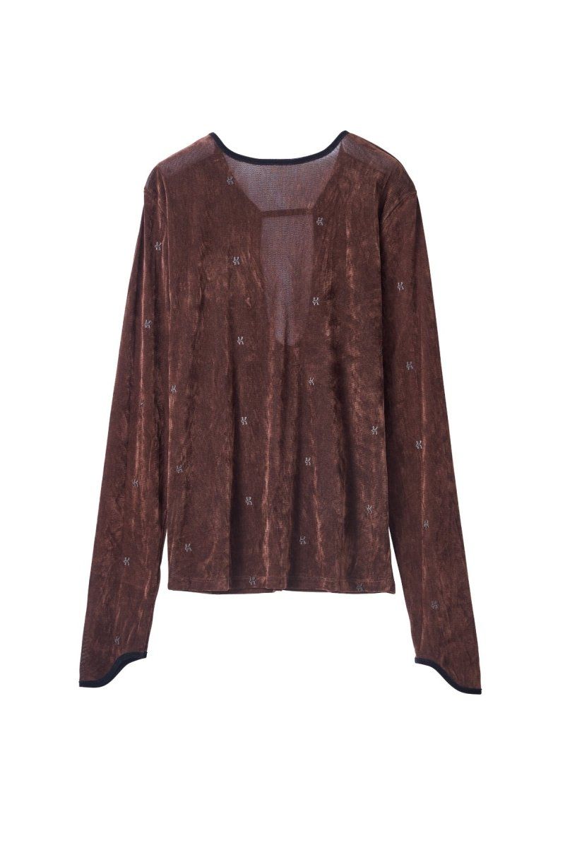 2way sheer velours tops / 2ウェイ シアートップス (ブラウン) / 25AW