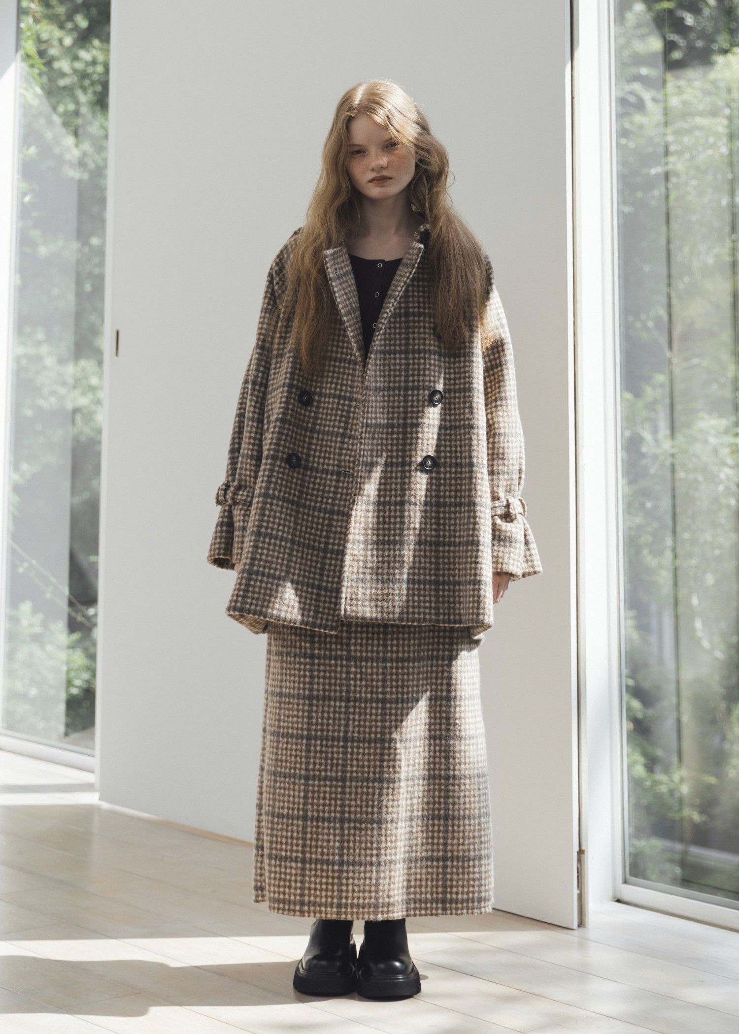 waist frill shaggy pencil SK / ウエストフリル シャギーペンシルスカート (キャメル) / 25AW /