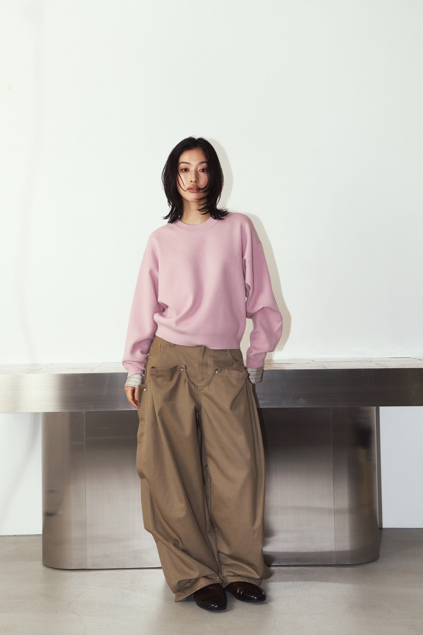 クリング ドレープパンツ (ブラウン) cling draped pants(unisex) (Brown) / 26AW