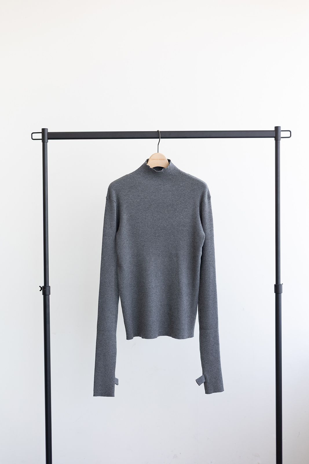 ハンドウォーマーリブトップス (グレー) Hand warmer ribbed top (Gray) / 26AW