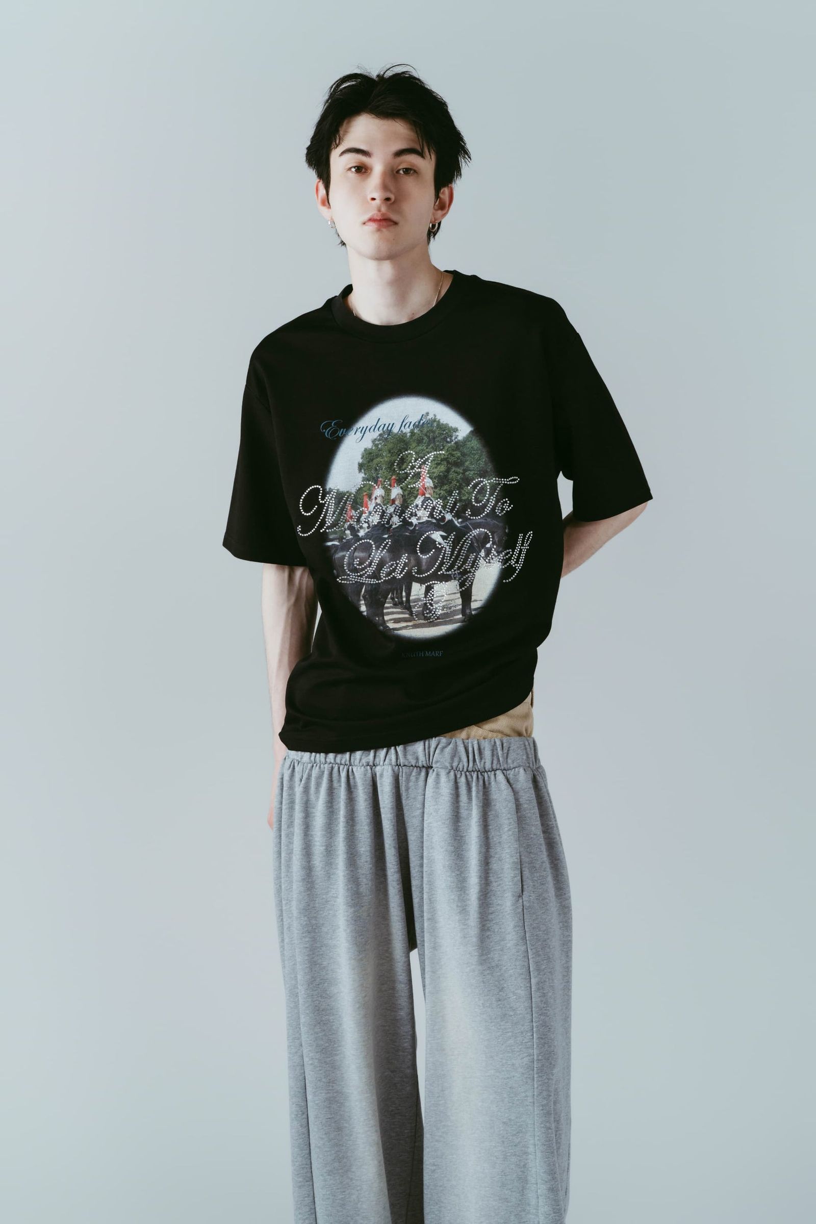 ラインストーングラフィックTシャツ (ブラック) rhinestone graphic tee(unisex) (Black) /  26SS