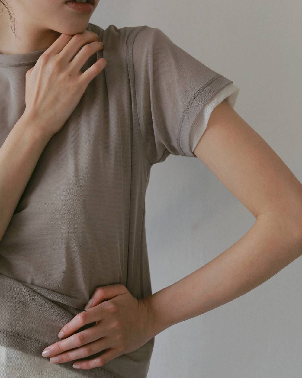 シアーチュールTシャツ (ベージュ) Sheer Tulle T-shirts (Beige) / 27SS