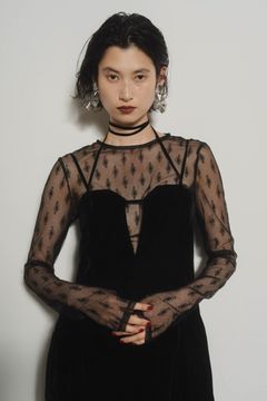pattern lace all in one / パターンレース オールインワン (ブラック)