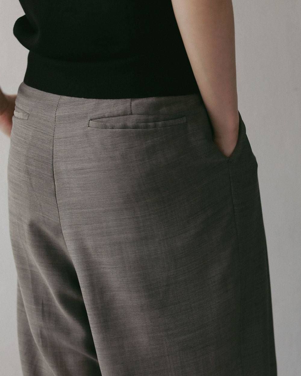ウールシャンブレー タックパンツ (グレージュ) Woolchambray Tuck Pants (Graige) / 27SS
