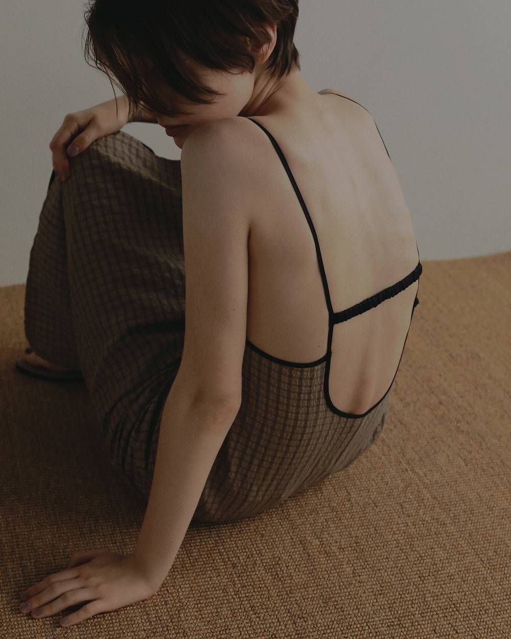 シアサッカー キャミワンピース (ベージュ) Suckercheck Cami Onepiece (Beige) / 27SS