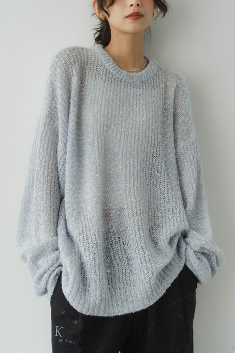 jaguard sheer knit(unisex) / ジャガード シアーニット (ライトブルー)