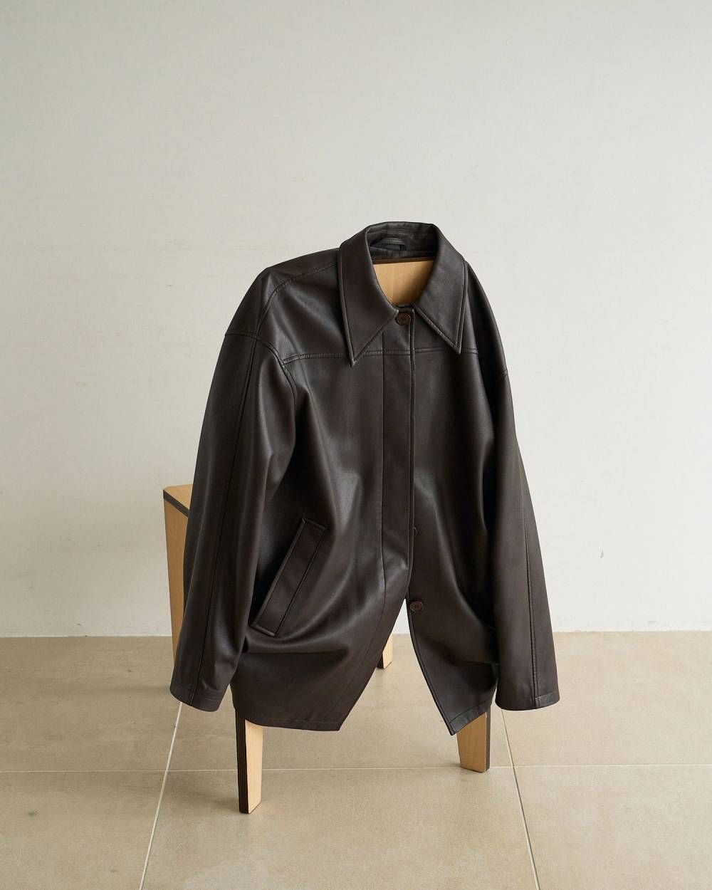 エコレザー オーバージャケット (ブラウン) Ecoleather Over Jacket (Brown) /  26AW
