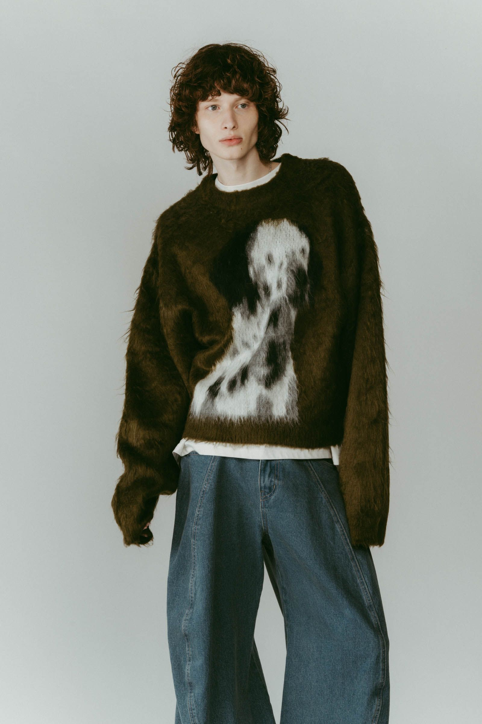 dalmatian shaggy knit(unisex) / ダルメシアン シャギーニット (グリーン) / 25AW