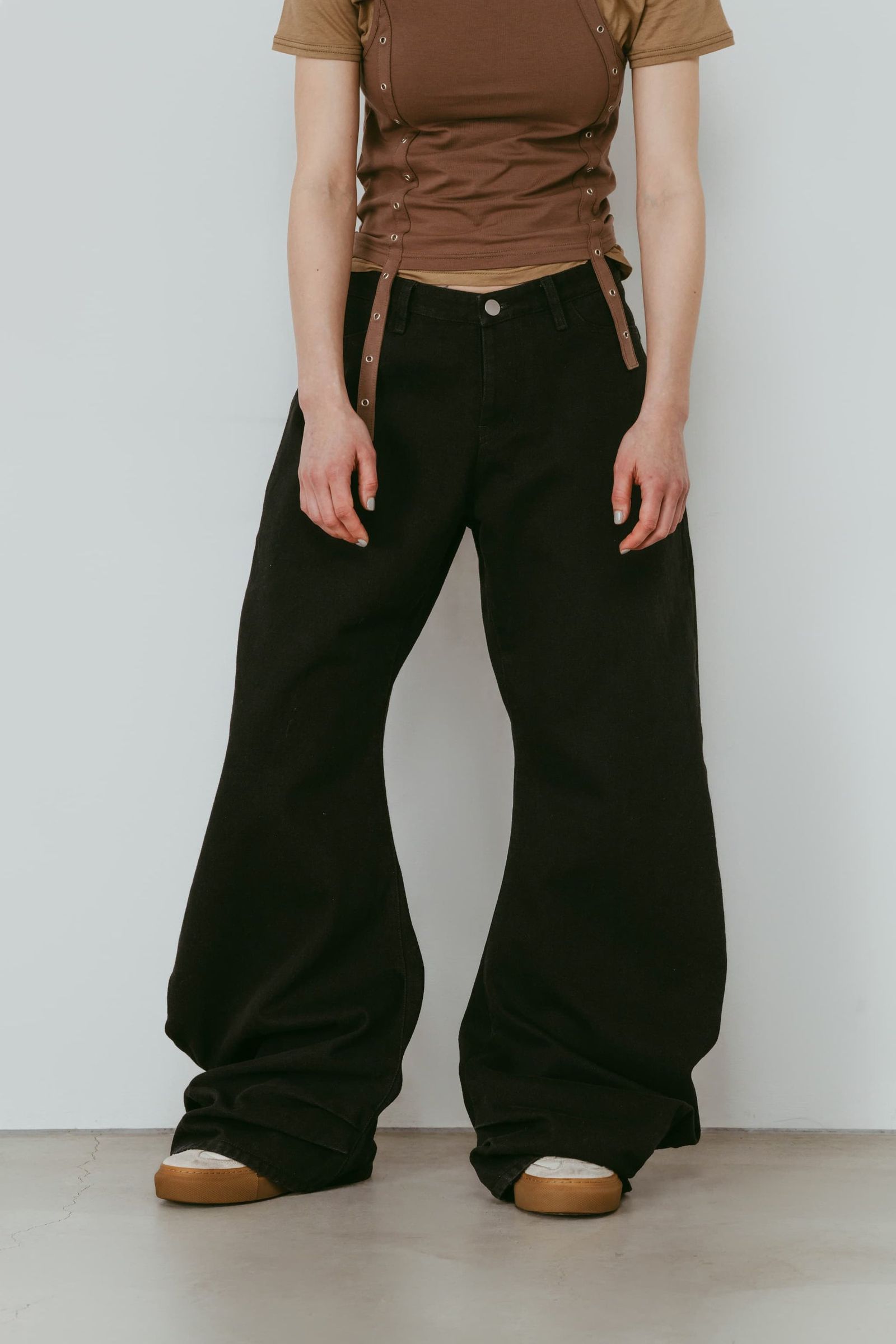ドレープデニム (スタッズなしブラック) draped denim pants(unisex) (Black) /  26SS