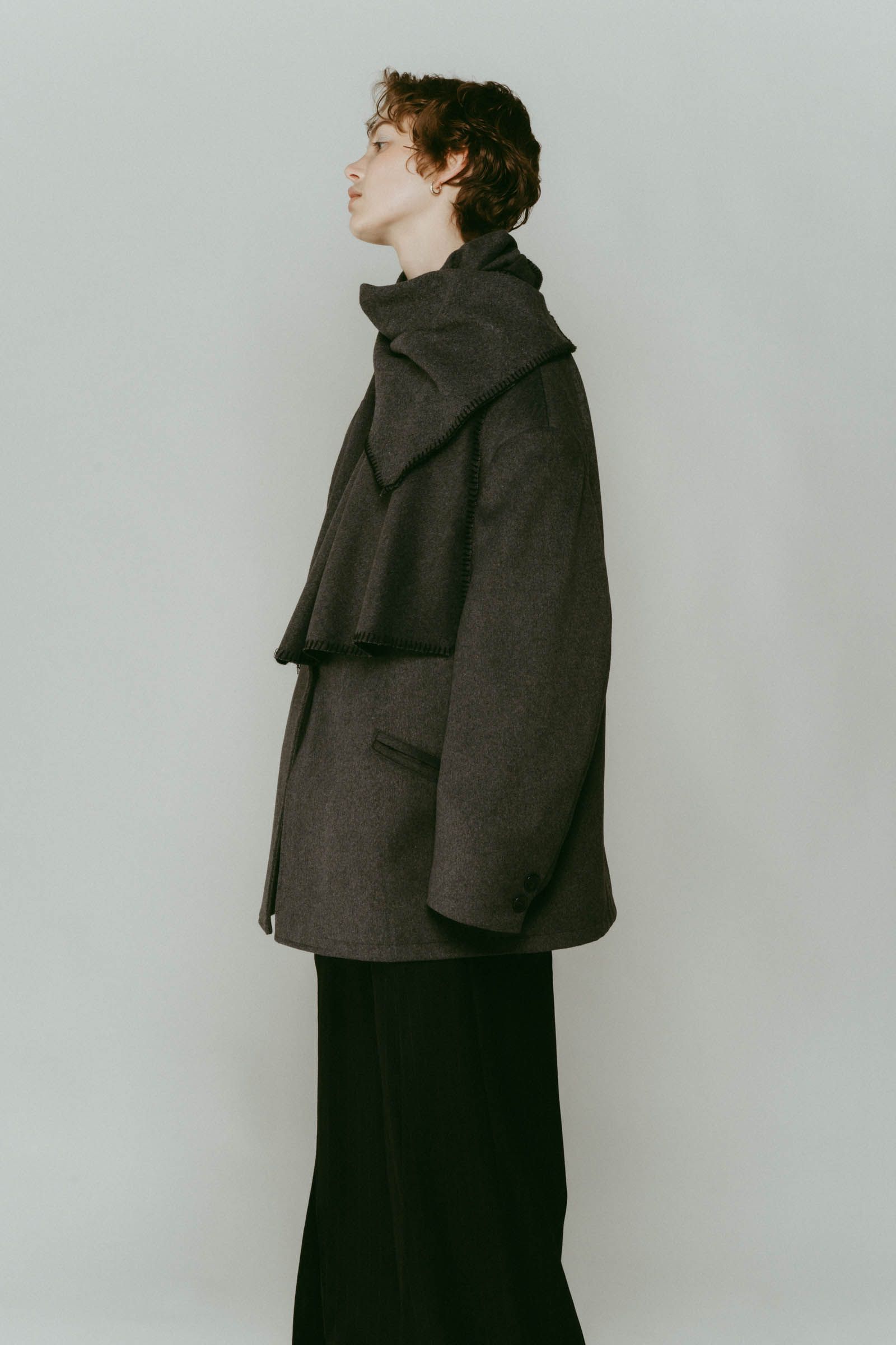 muffler overlay jacket(unisex) / マフラー オーバージャケット (グレー) / 25AW