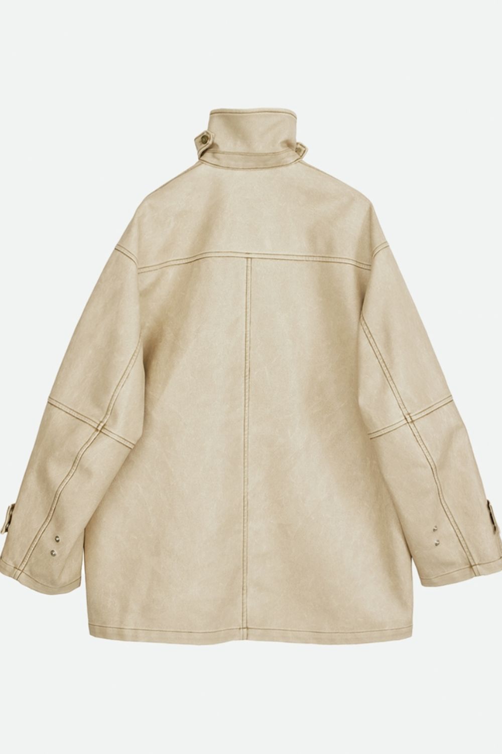 NOUNLESS - CRASH FAKE LEATHER JACKET (BEIGE) / クラッシュ