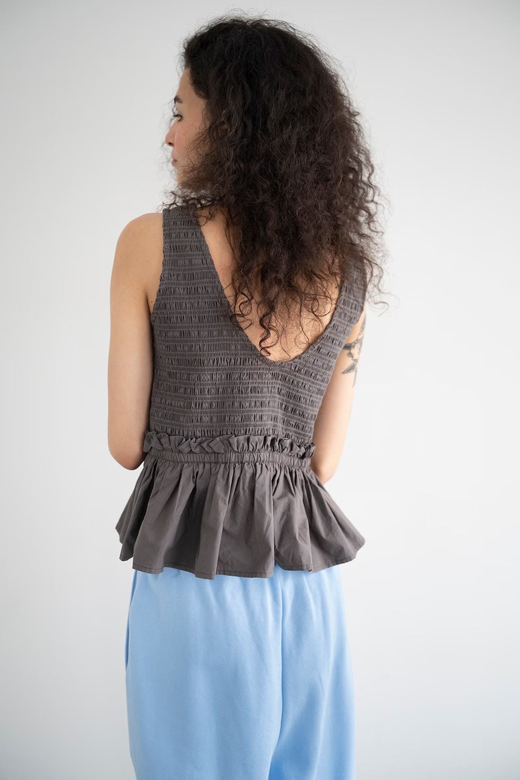 コットンシャーリングトップス (ダークグレー)  Shirring Tops (Dark gray) /  26SS