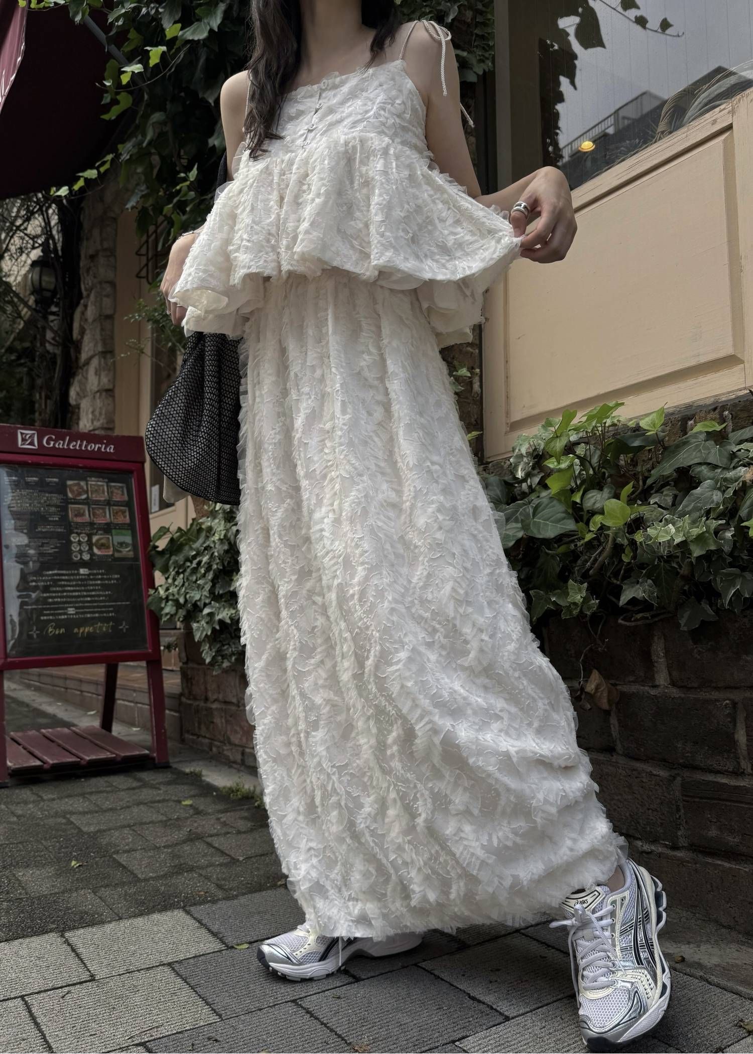 コクーンチュールスカート (シェル) cocoon cut jacquard tulle gather SK (Shell) /  26SS