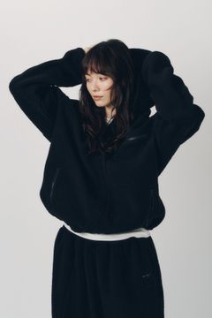 カーブジップ ボアフーディ (ブラック) curved zip boa hoodie(unisex) (Black) / 26AW