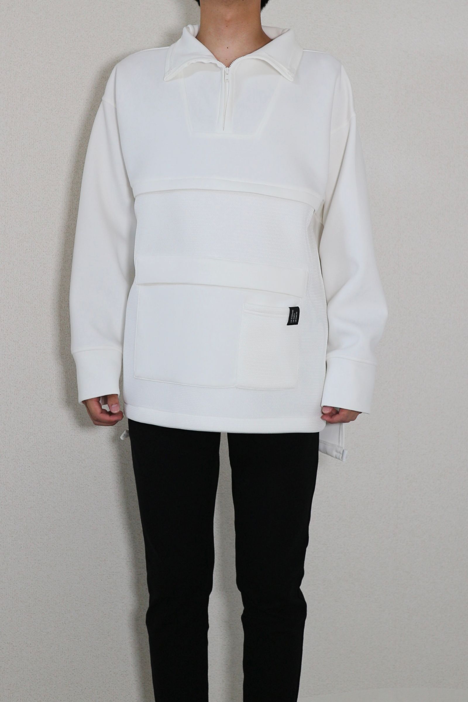 HALF ZIP MESH SWEAT  / ハーフメッシュスウェット (ホワイト) / ドロストデザイン