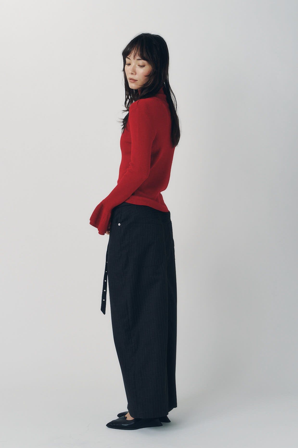 フリルハイネックニット (レッド) frill high neck knit (Red) / 26AW