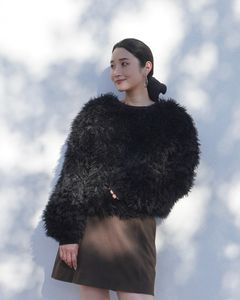 【25AW】2Way Fur×Knit Tops (ブラック) / 2ウェイファー×ニットトップス / エコファー / フェイクファー
