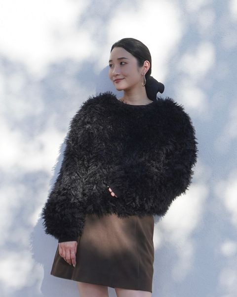 【25AW】2Way Fur×Knit Tops (ブラック) / 2ウェイファー×ニットトップス / エコファー / フェイクファー