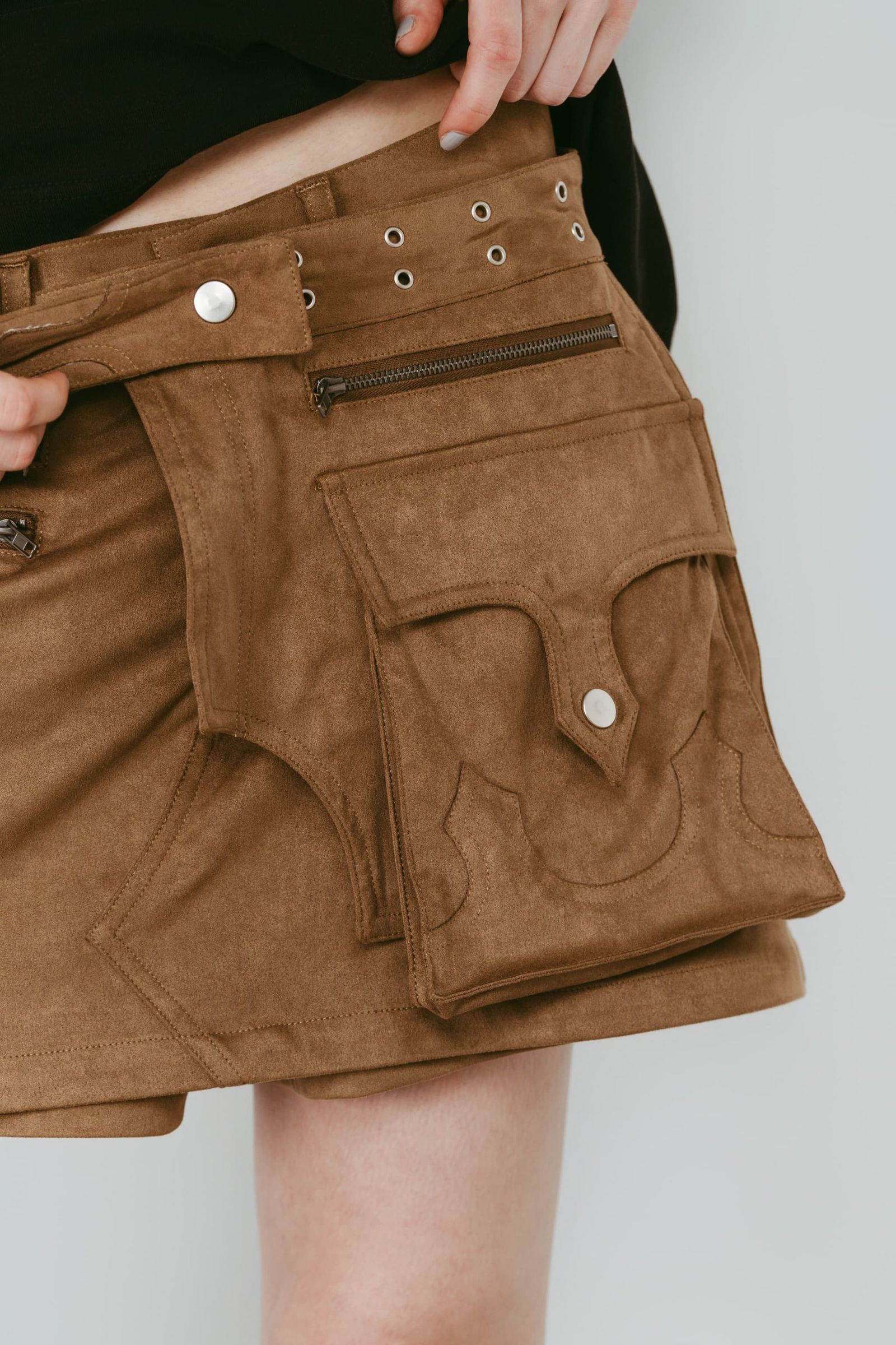 レイヤード スエードスコート (ブラウン) layered suede skort (Brown) /  26SS