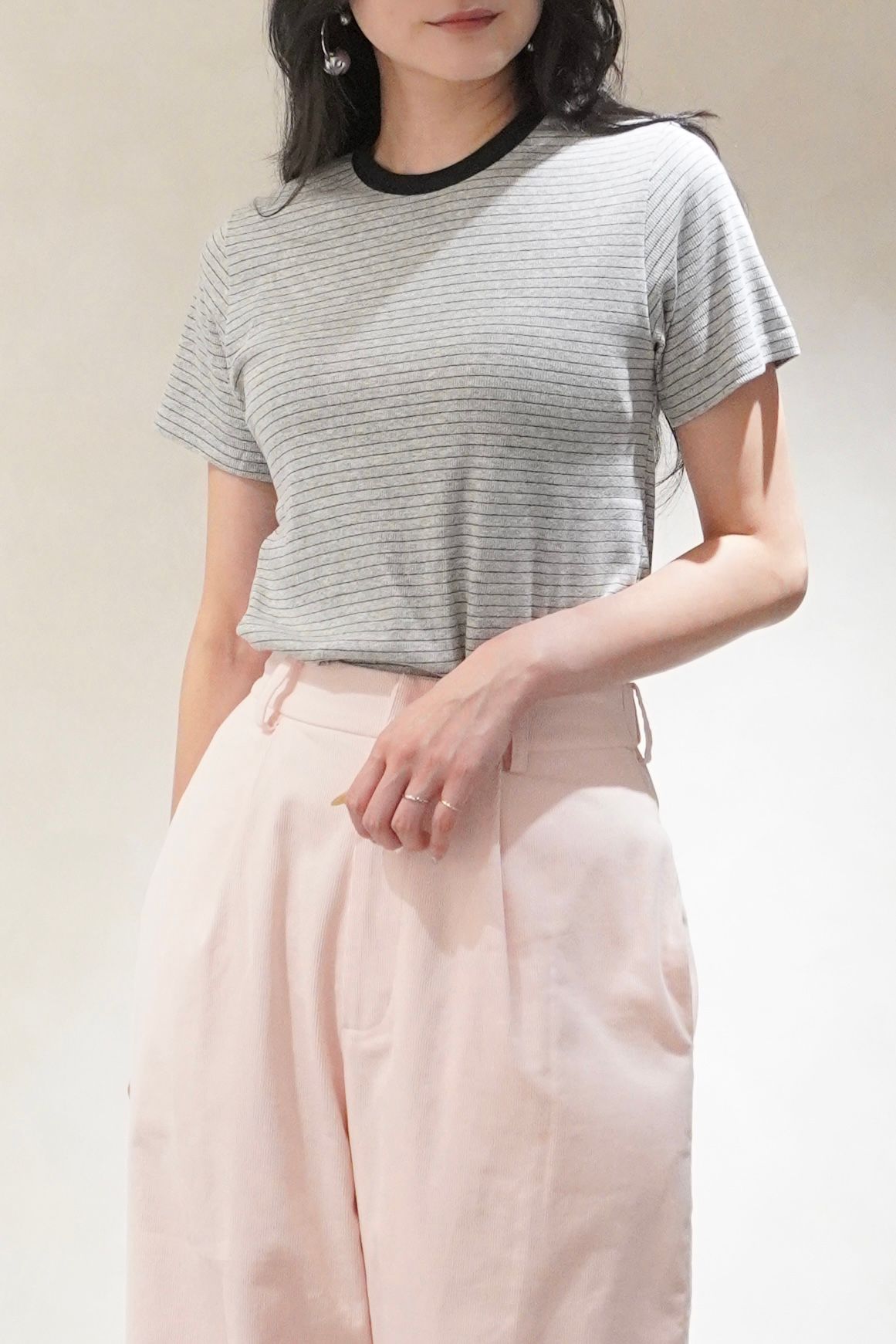 コンフォートスリムボーダーTシャツ (グレー) Slim Border T-shirt (Gray) /  26SS